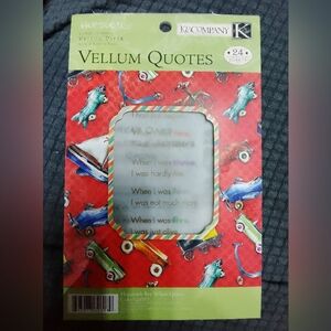 🧸 RARE K&Company Hopscotch BOY Vellum Quotes - 24 Sheets NEW
